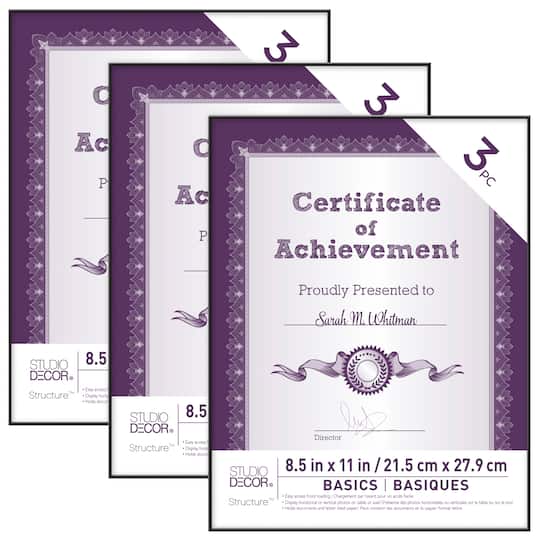 3 Pack Basics 8.5" x 11" Black Frames by Studio Décor®